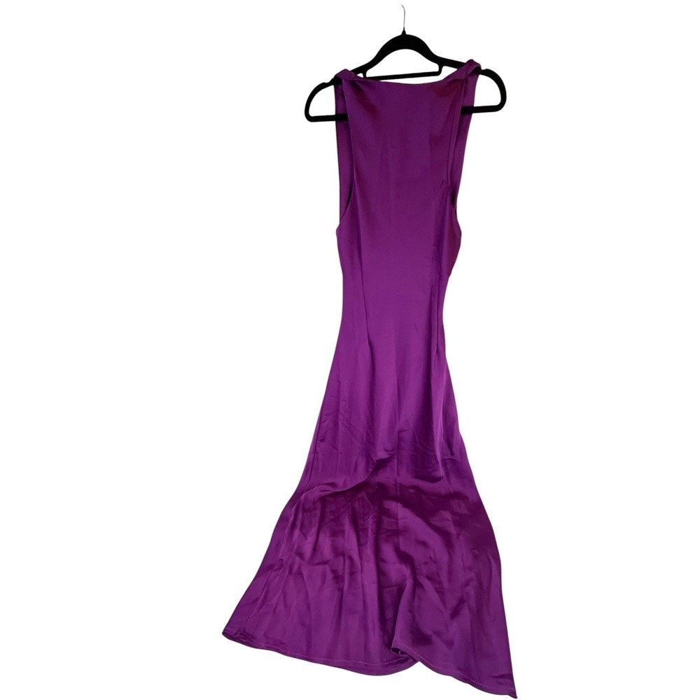 Madison Miles Purple Satin Maxi Dress L Slip‎ Bias Cut Evening Wedding Guest